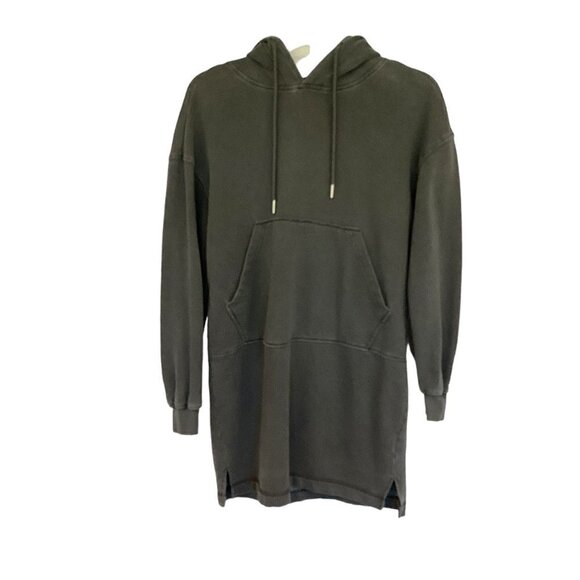 7 For All Mankind Hooded Sweatshirt Tunic Dress Women's XS Dark Gray Garment Dye - Picture 1 of 10